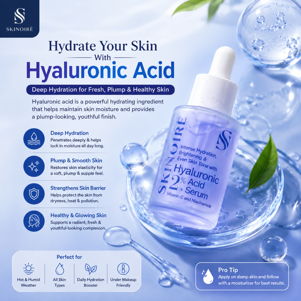SKINOIRÈ Hyaluronic 2% Acid Serum for deep hydration, plump skin, and a refreshed healthy glow.